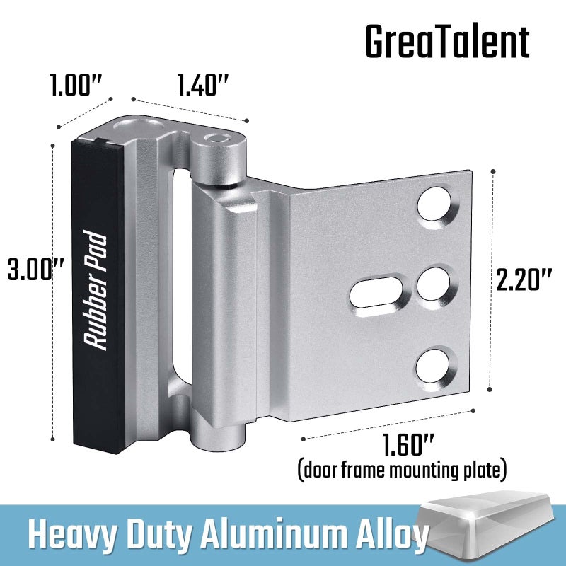 GreaTalent 3Pack Home Security Door Reinforcement Lock Childproof, Add High Security to Home Prevent Unauthorized Entry, Aluminum Construction Finish Black - Image 2